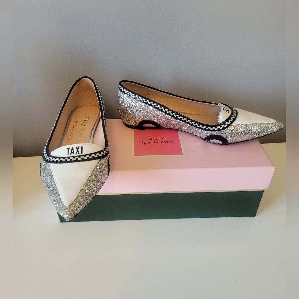 Kate Spade Gogo Glitter Taxi Flats, VGUC, Size 5.5